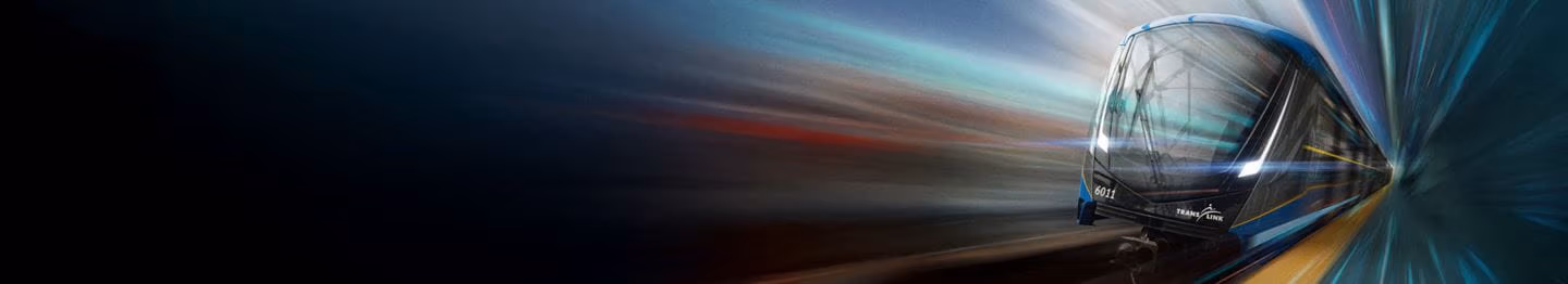 Mark V SkyTrain banner with motion blur