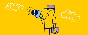 An Illustration of a person using their smartphone to check Transit Alerts
