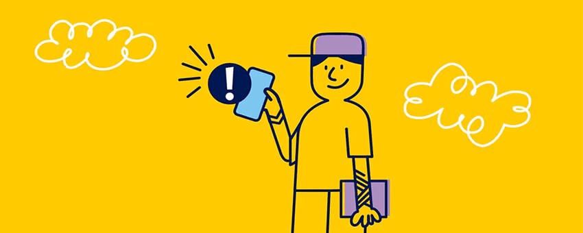 An Illustration of a person using their smartphone to check Transit Alerts