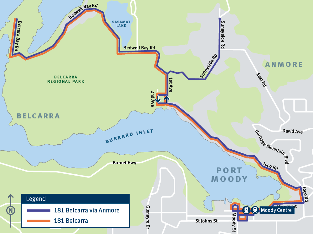 Map of route 181 service changes