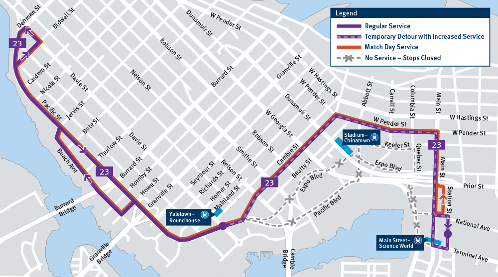 Map of route 23 service changes