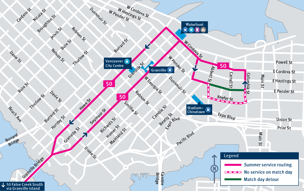 Map of route 50 service changes
