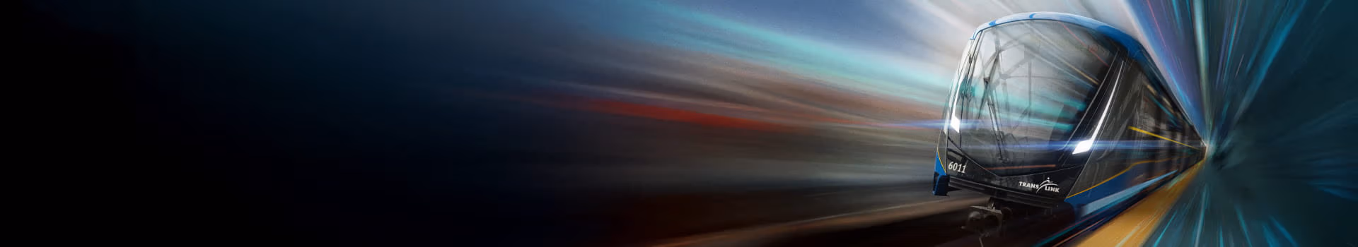 Mark V SkyTrain banner with motion blur