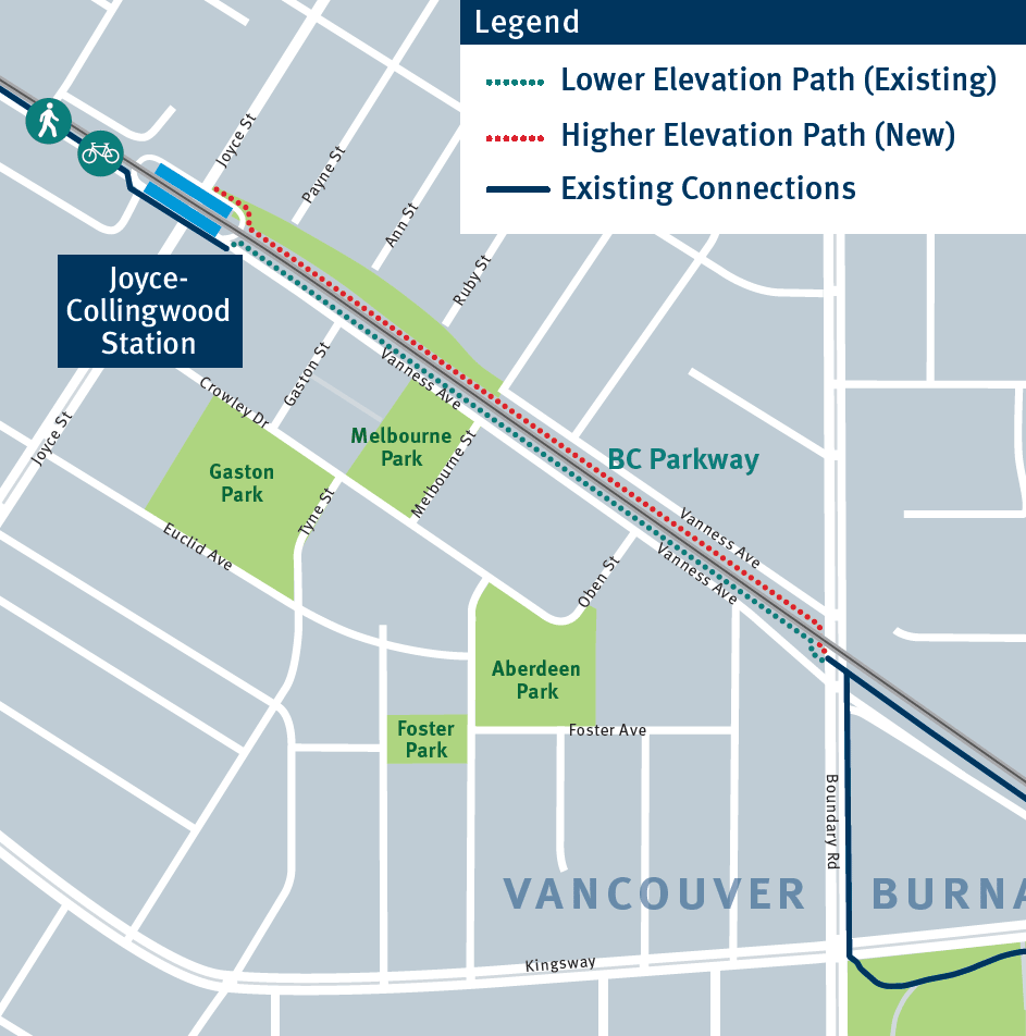 A map showing the project area between Joyce St. and Boundary Rd.