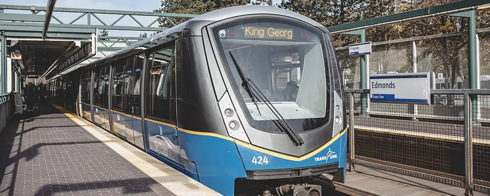 A new SkyTrain stopping at an empty station