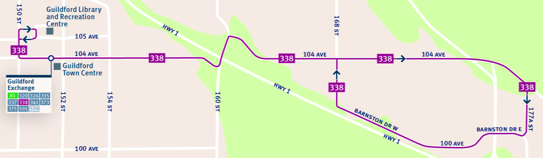 Map displaying Route 338