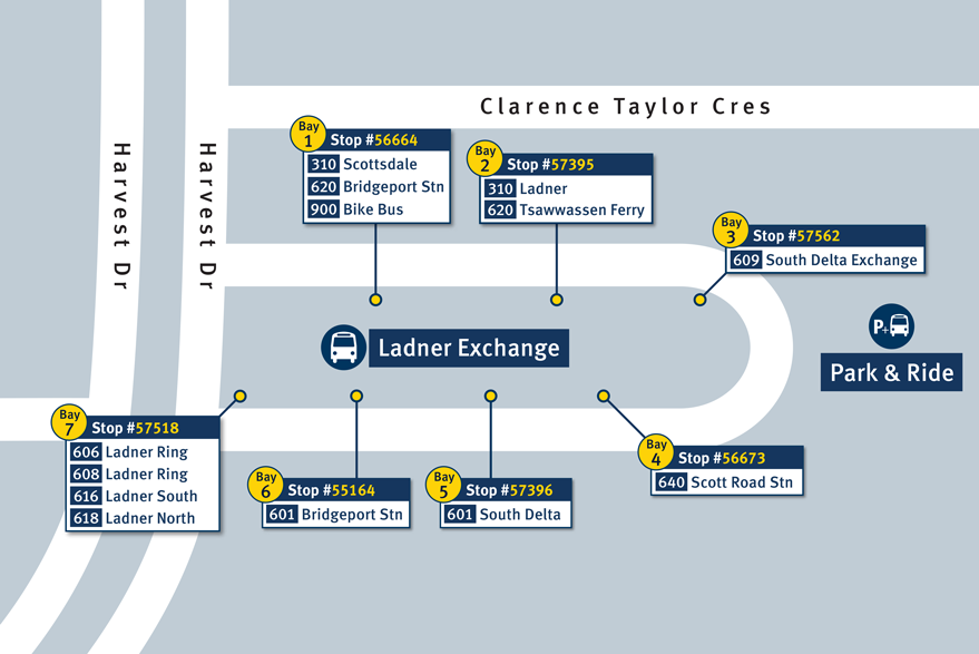 Map displaying Ladner Exchange Bus Loop