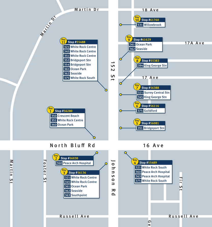 Map displaying White Rock Centre Bus Loop