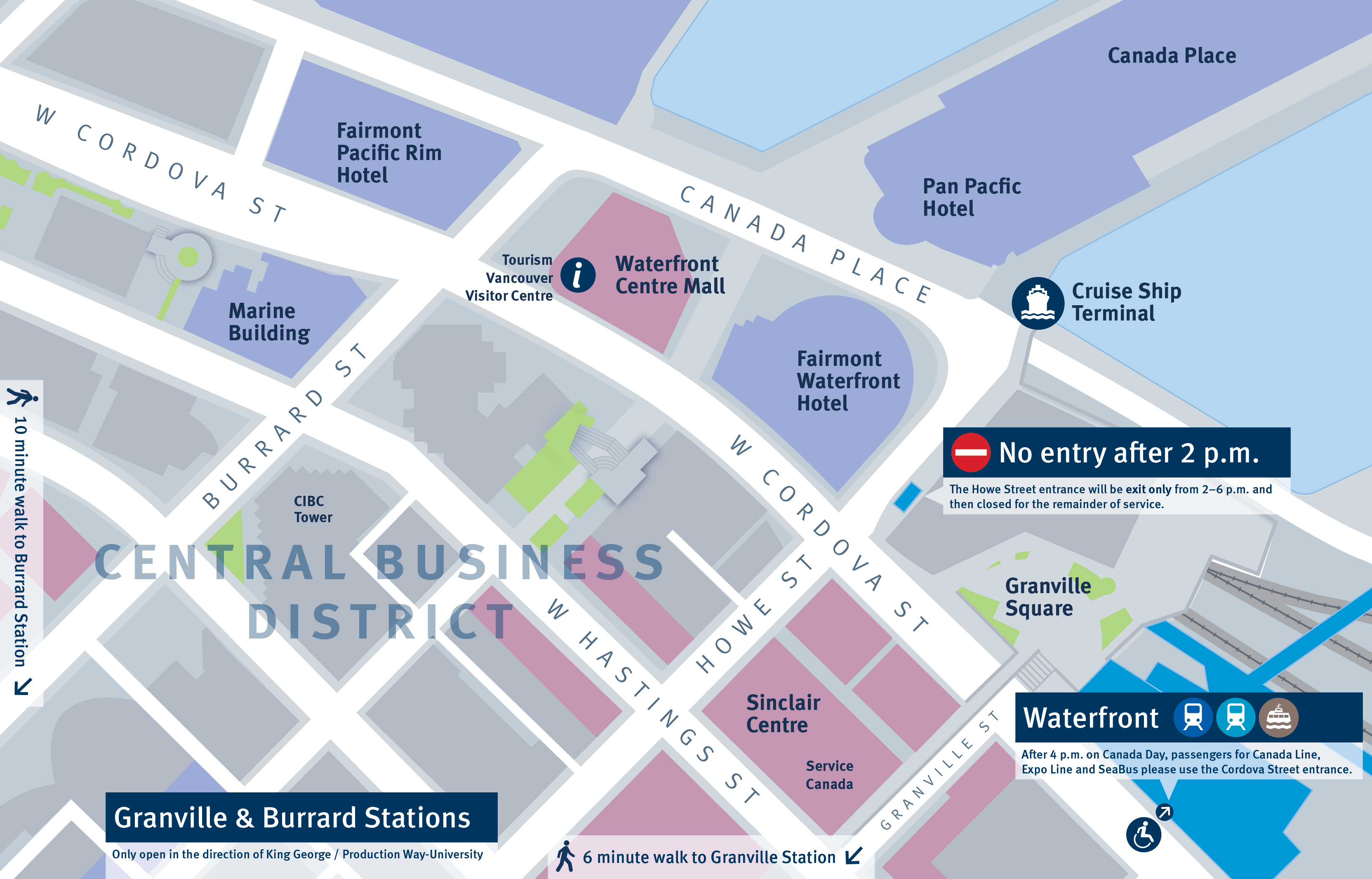 Waterfront station  map for Canada Day 2019