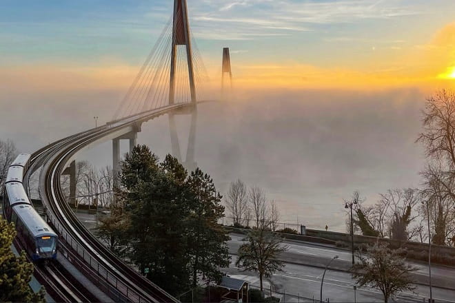 TransLink SkyBridge in fog