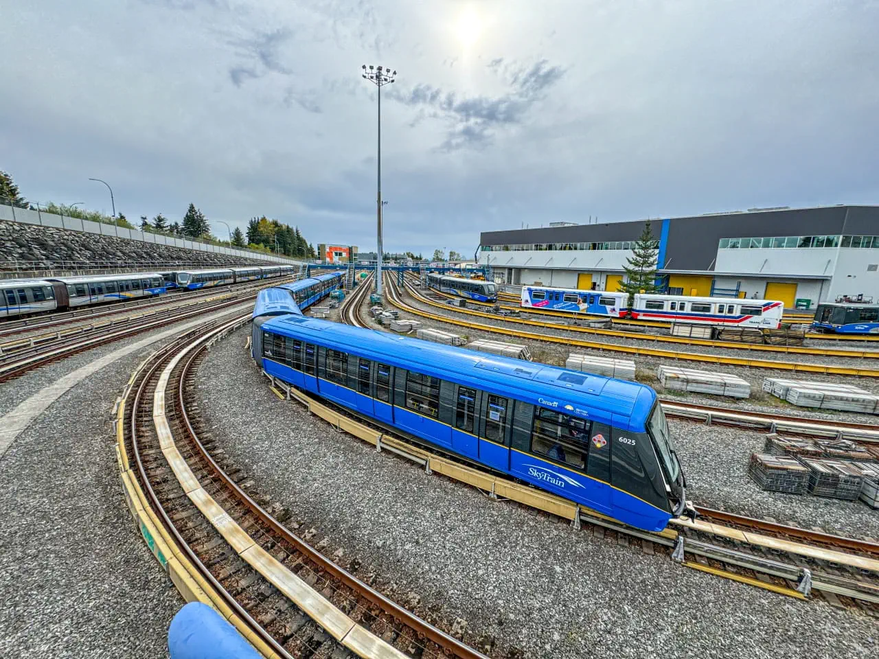 The new Mark V SkyTrain resting in the OMC yard at Edmonds